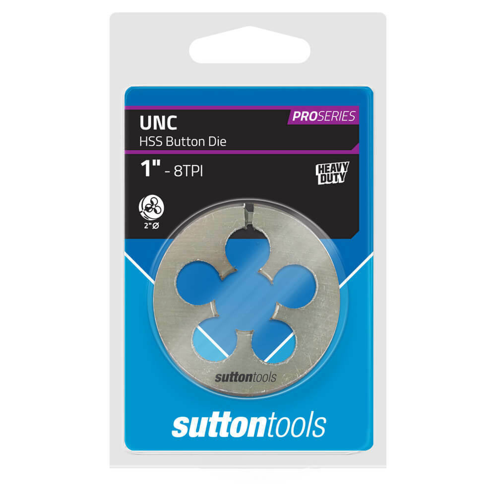 Sutton M5622540 UNC 1" x 8 TPI - 2" OD Button Die - HSS - Pro Series