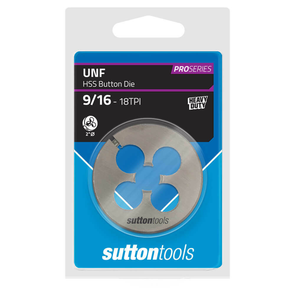 Sutton M5651429 UNF 9/16" x 18 TPI - 2" OD Button Die - HSS - Pro Series