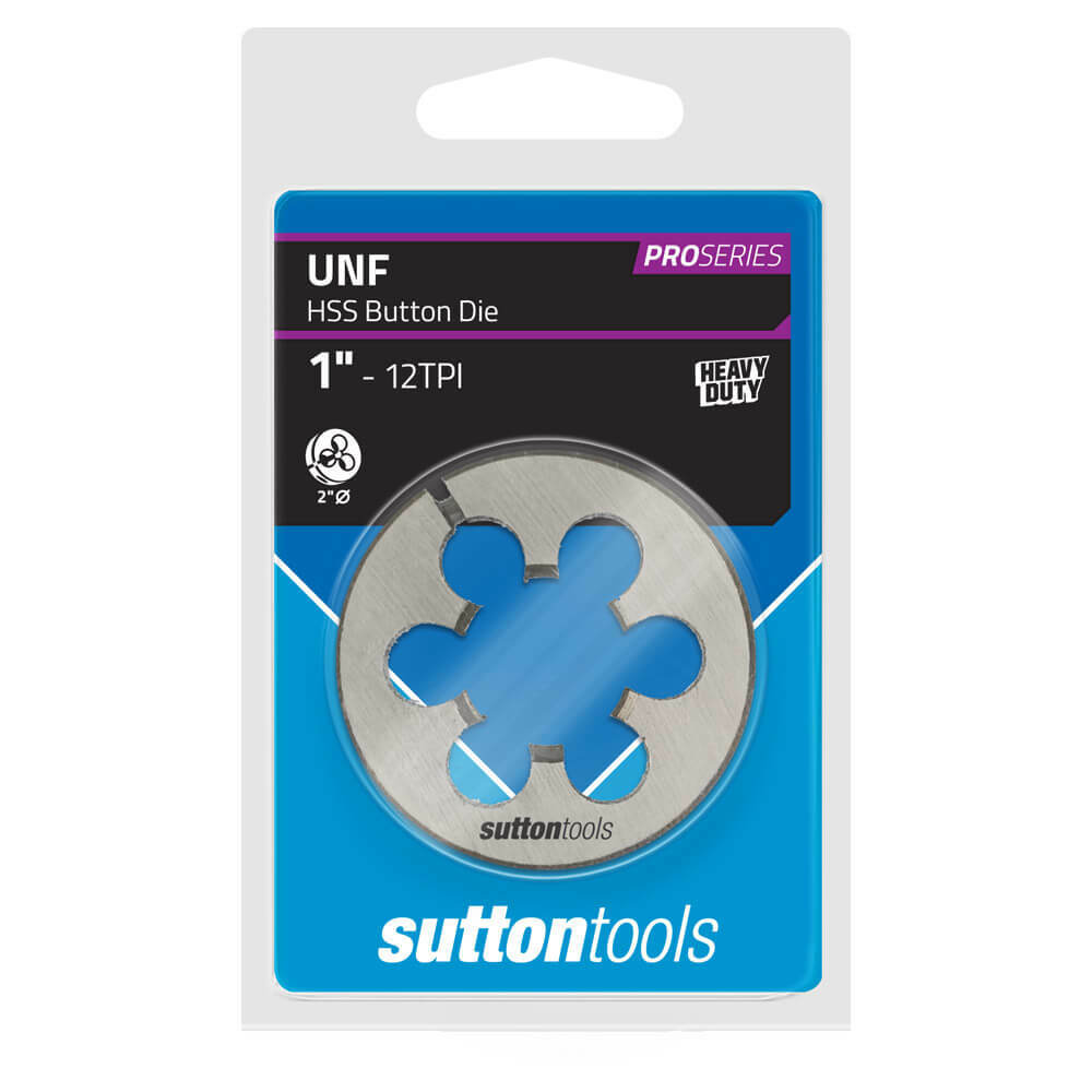 Sutton M5652540 UNF 1" x 12 TPI - 2" OD Button Die - HSS - Pro Series