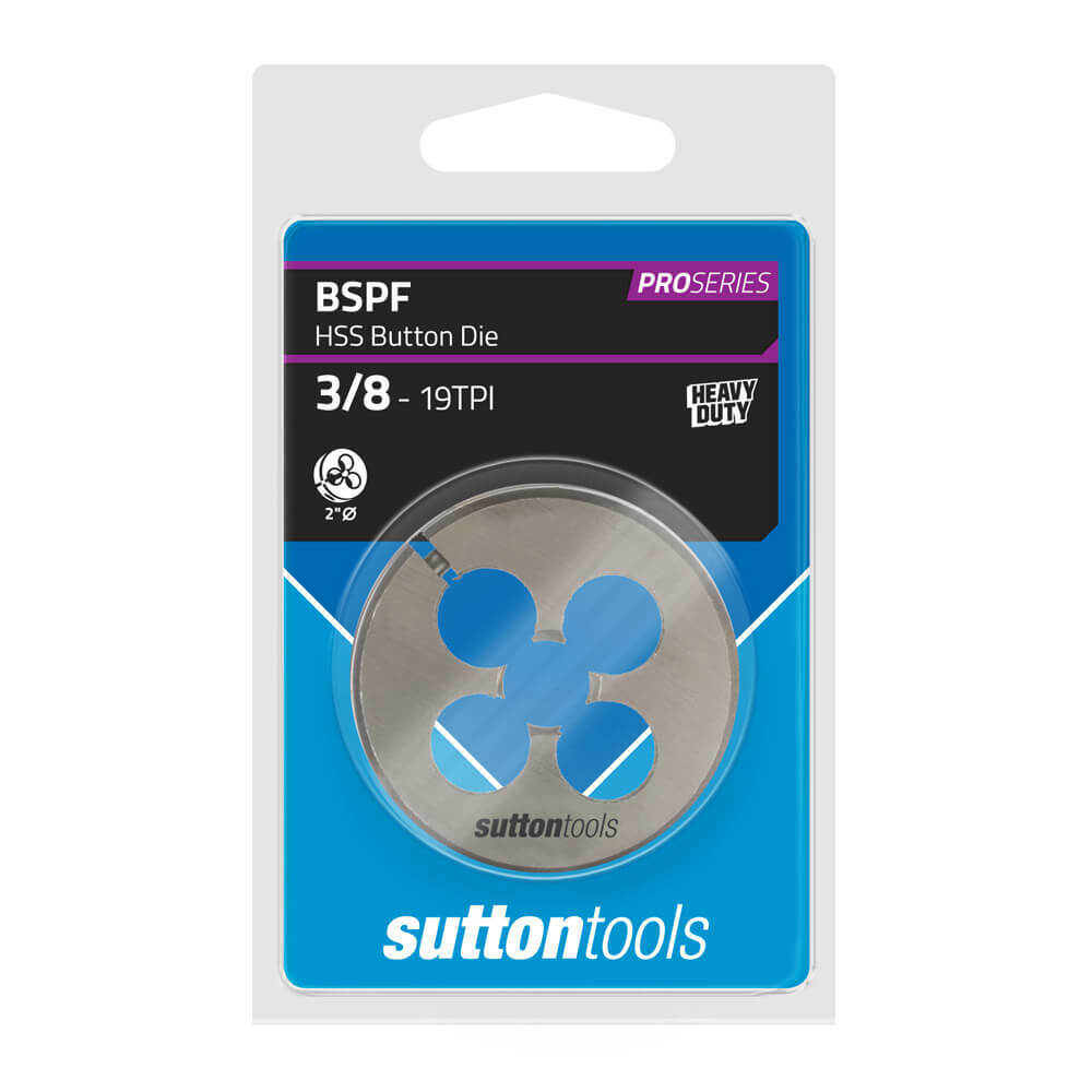 Sutton M5701666 BSPF 3/8" x 19 TPI - 2" OD Button Die - HSS - Pro Series