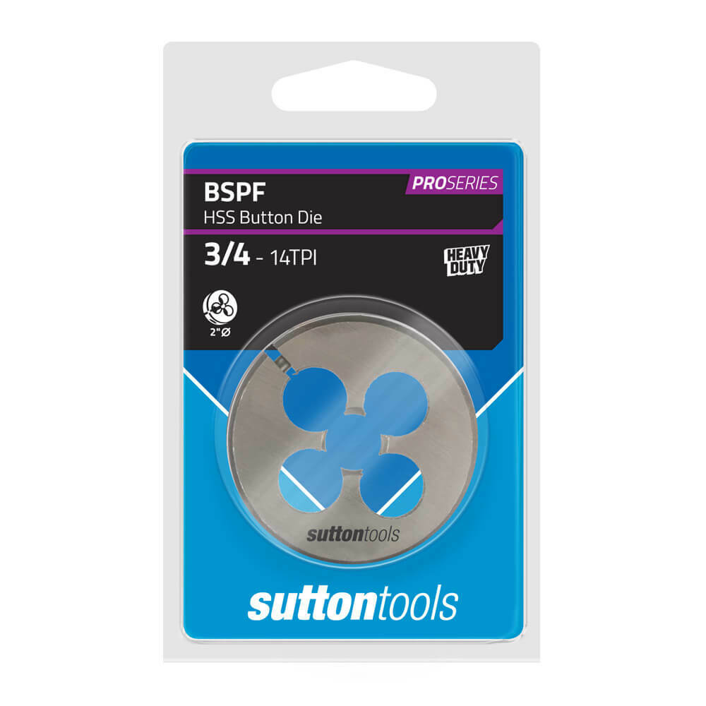 Sutton M5702644 BSPF 3/4" x 14 TPI - 2" OD Button Die - HSS - Pro Series