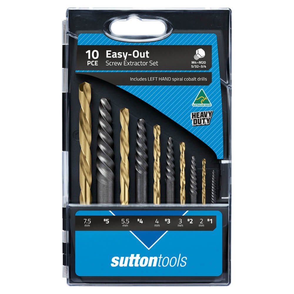 Sutton M603S20L Easy-Out Screw Extractor Set 10 Piece - Left Hand Drills - AIMS Industrial Supplies