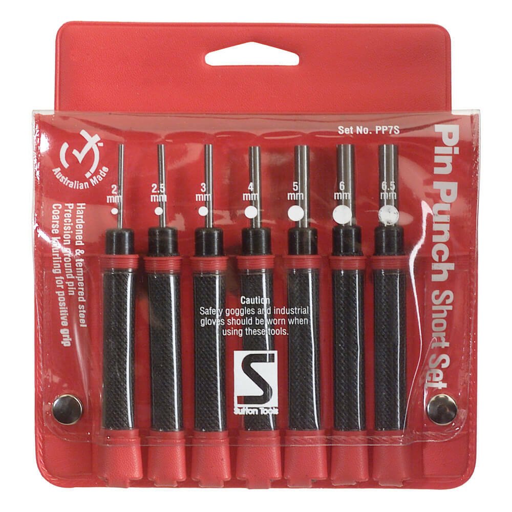 Sutton M700PP7S 2 - 6mm Pin Punch Set 7 piece - Short - Carbon Steel - AIMS Industrial Supplies
