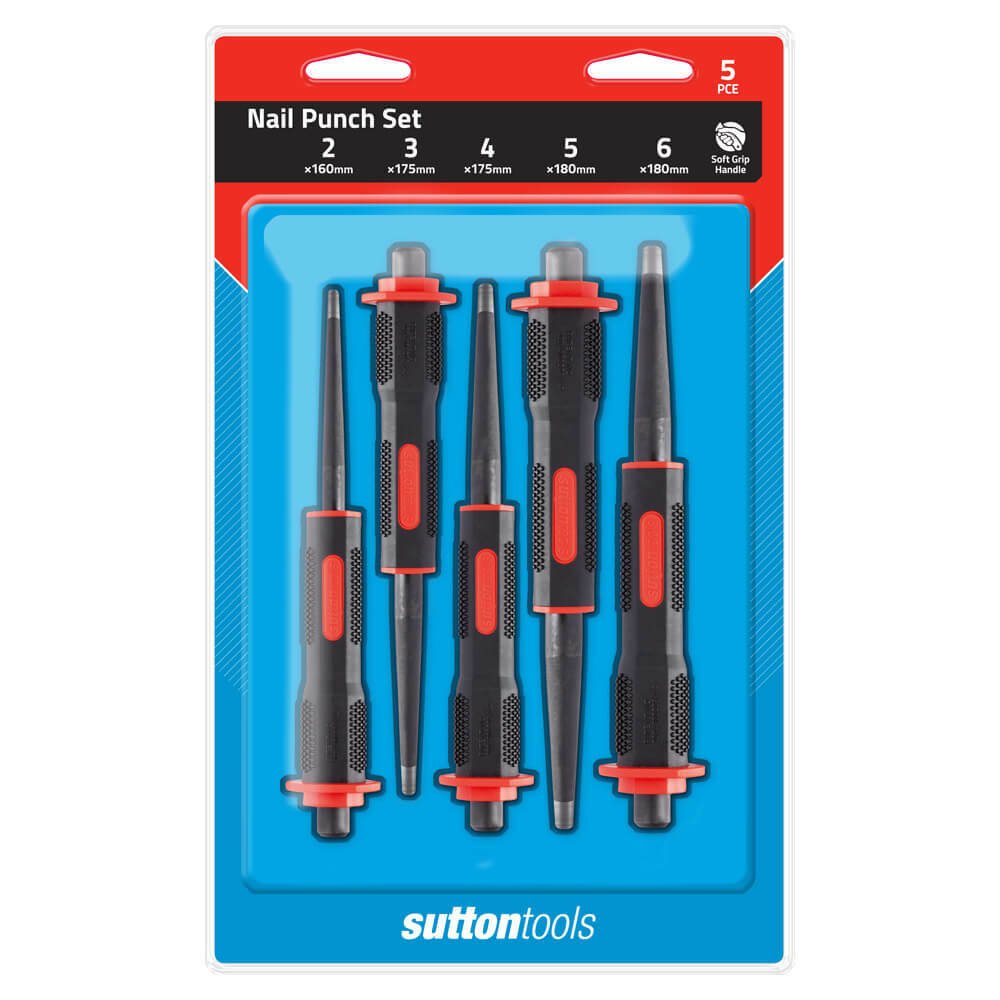 Sutton M7090005 2 - 6mm Nail Punch Set - Soft Grip - CRV - AIMS Industrial Supplies