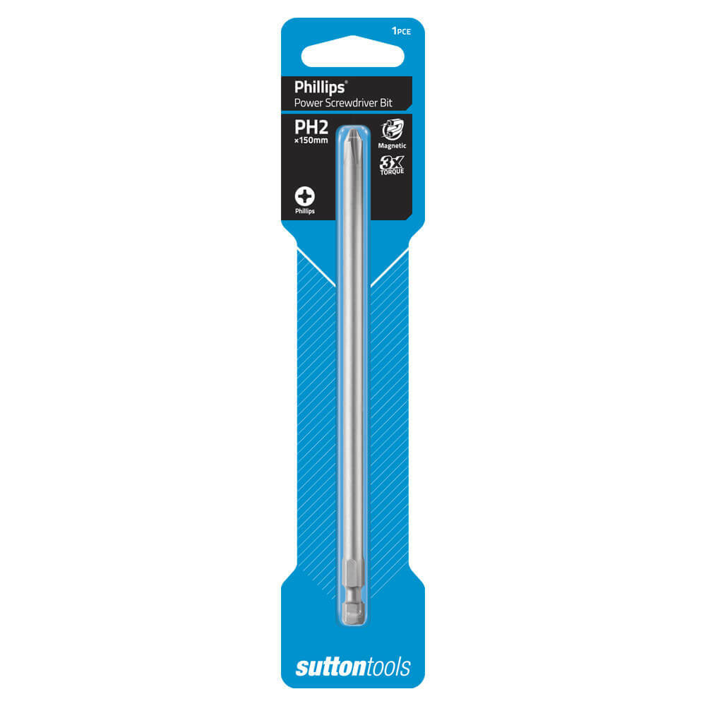Sutton S10402150 #2 x 150mm Phillips Screwdriver Bit Power Carded CRV