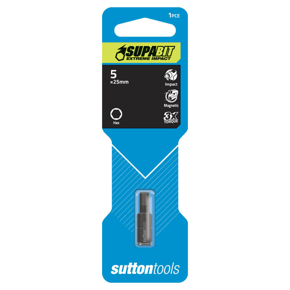 Sutton S1140525 5mm x 25mm Impact Hex Screwdriver Bit CRV1