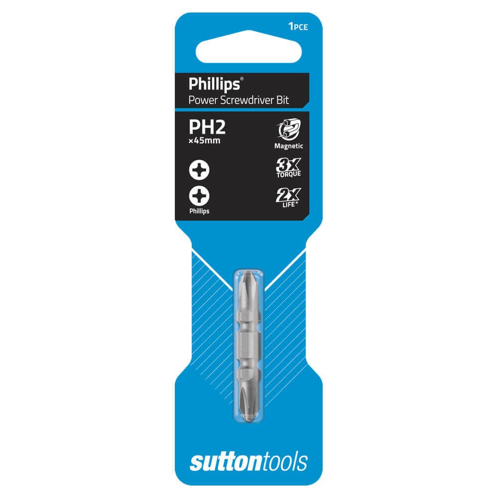 Sutton S122 Phillips Double End Screwdriver Bit Double End Carded CRV - AIMS Industrial Supplies