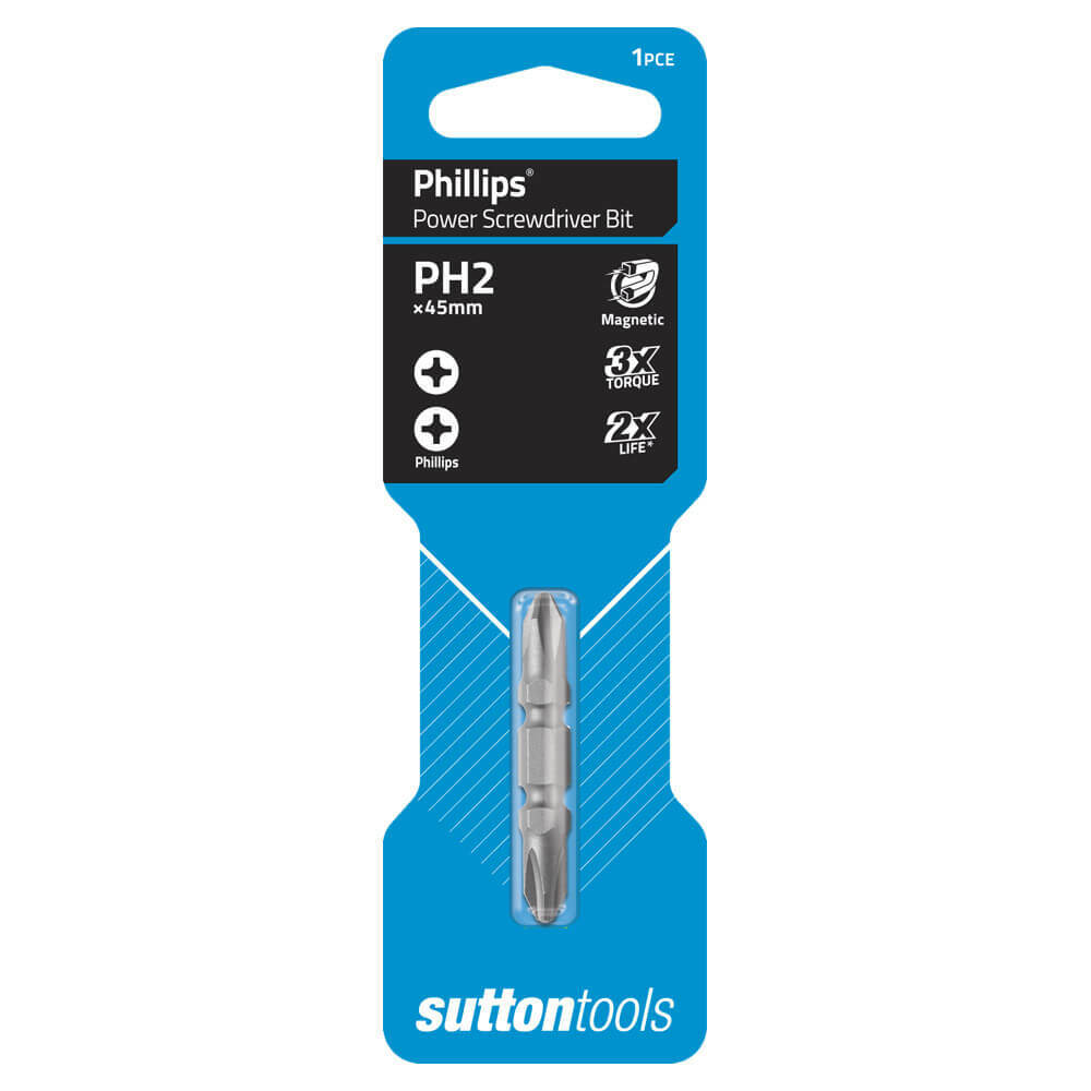 Sutton S122 Phillips Double End Screwdriver Bit Double End Carded CRV2