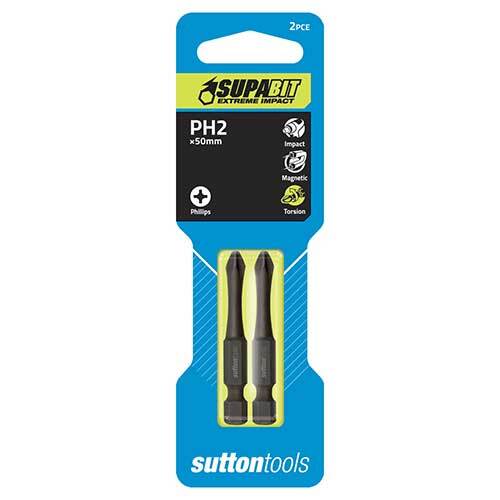 Sutton S1500250 #2 x5 0mm Phillips Screwdriver Bit Torsion 2 Pack