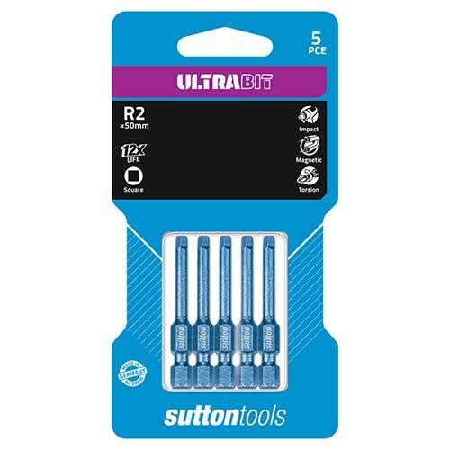 Sutton S1670250 R2 x 50mm Robertson Ultrabit Screwdriver Bit 5 Pack