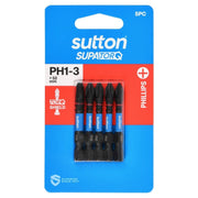 Sutton S200S05B03 PH1 - 3 x 50mm Phillips Screwdriver Bit Set S200 Supatorq, 5 Pcs - AIMS Industrial Supplies