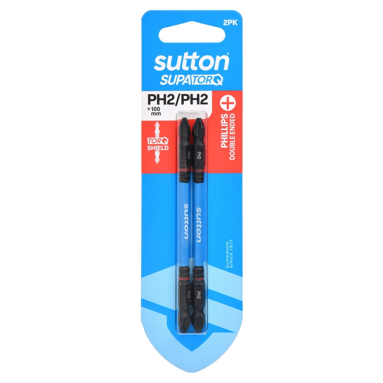 Sutton S201H02E02 PH2 x 100mm Phillips Screwdriver Double Ended Bit S201 Supatorq (2 Pack)