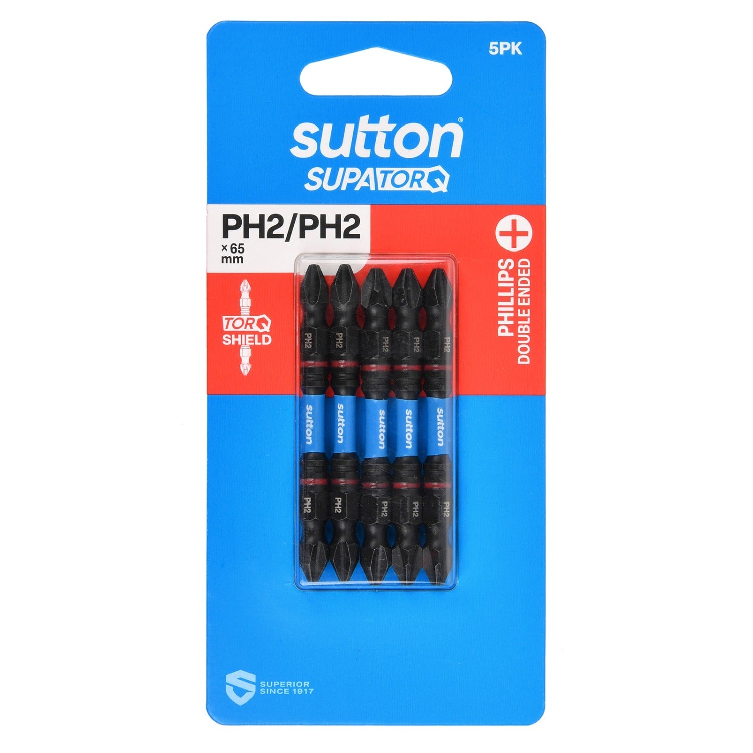 Sutton S201H05C02 PH2 x 65mm Phillips Screwdriver Double Ended Bit S201 Supatorq (5 Pack)