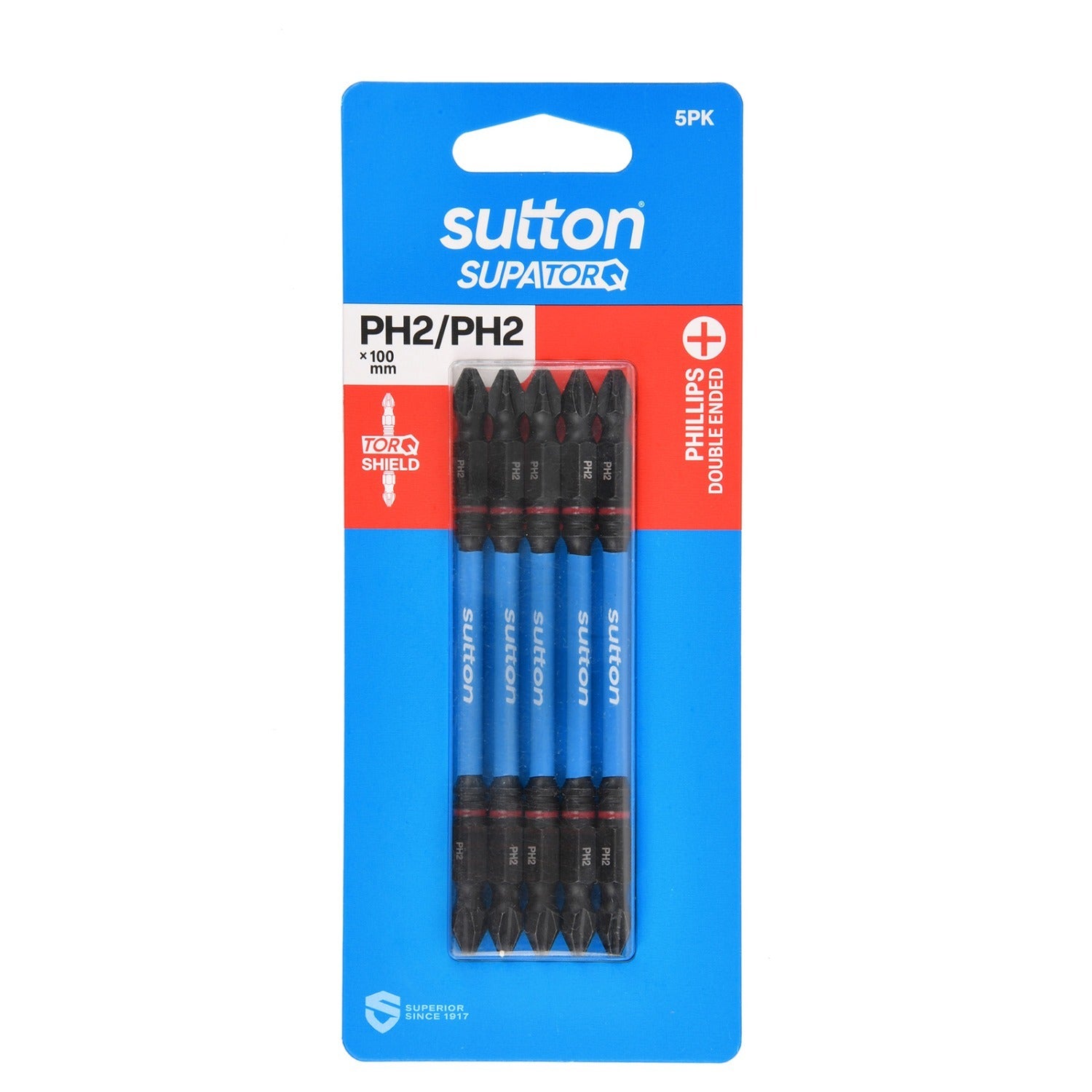 Sutton S201H05E02 PH2 x 100mm Phillips Screwdriver Double Ended Bit S201 Supatorq (5 Pack)