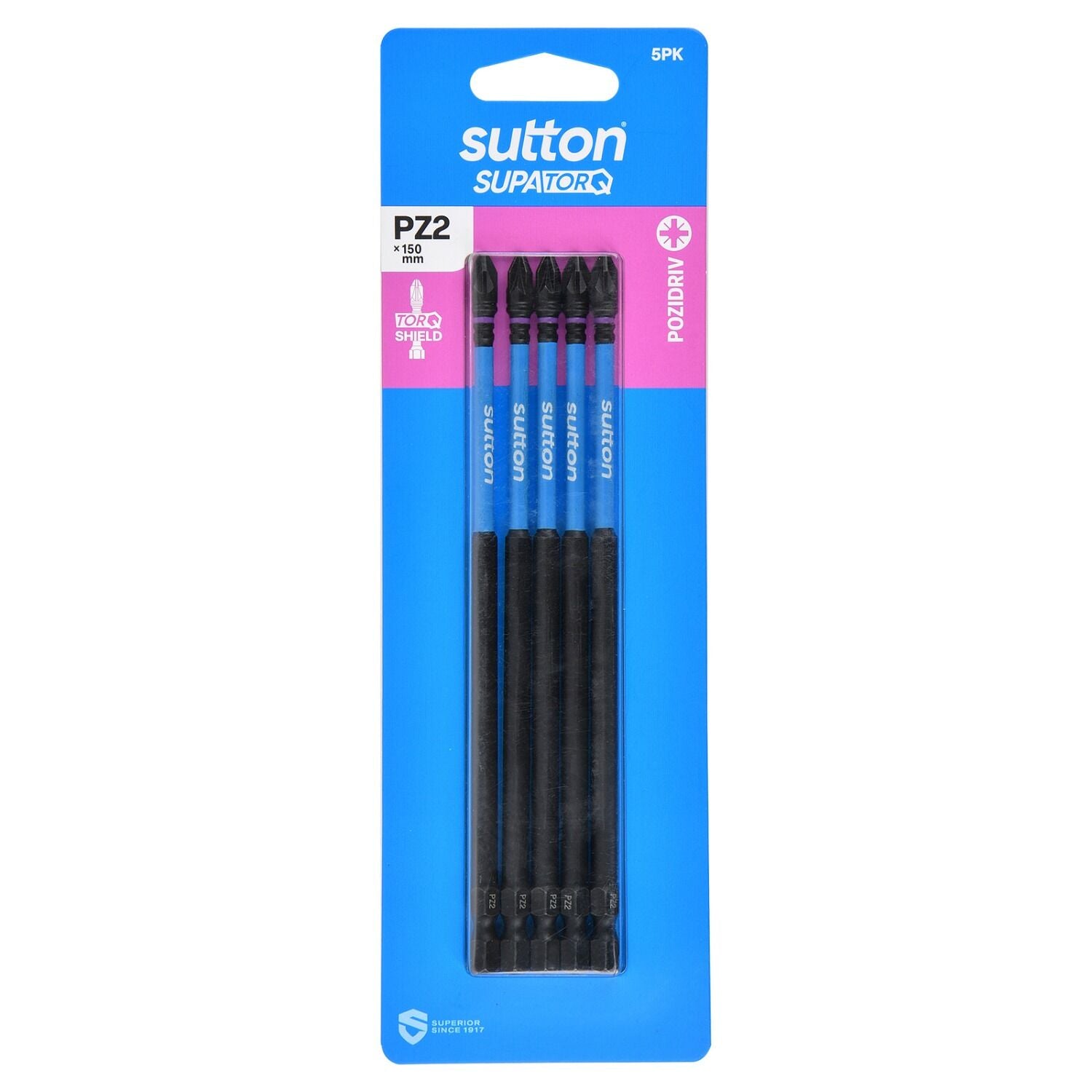 Sutton S202H05G02 PZ2 x 150mm Pozidriv Screwdriver Bit S202 Supatorq - 5/Pack