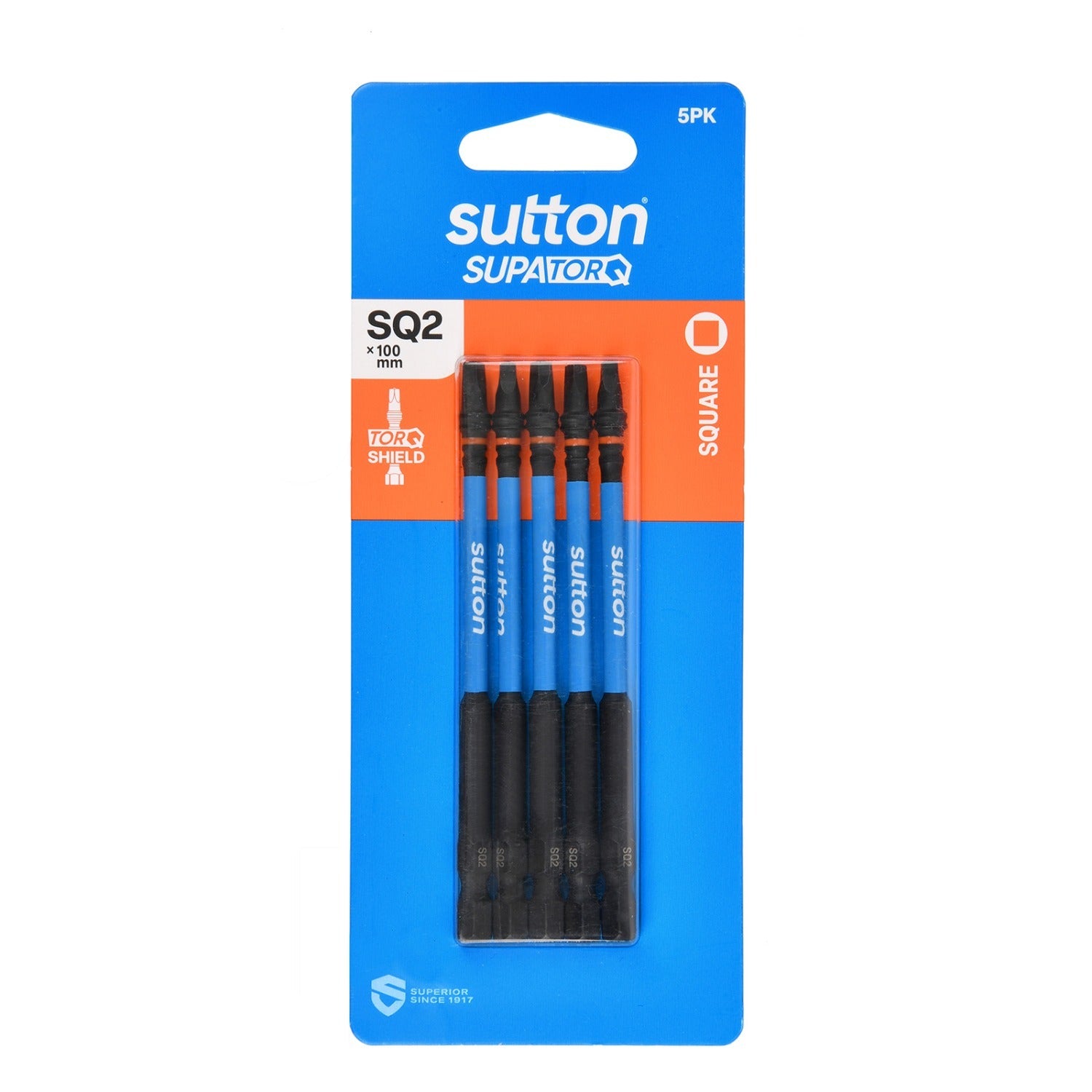 Sutton S204H05E02 SQ2 x 100mm Square/Robertson Screwdriver Bit S204 Supatorq (5 Pack)