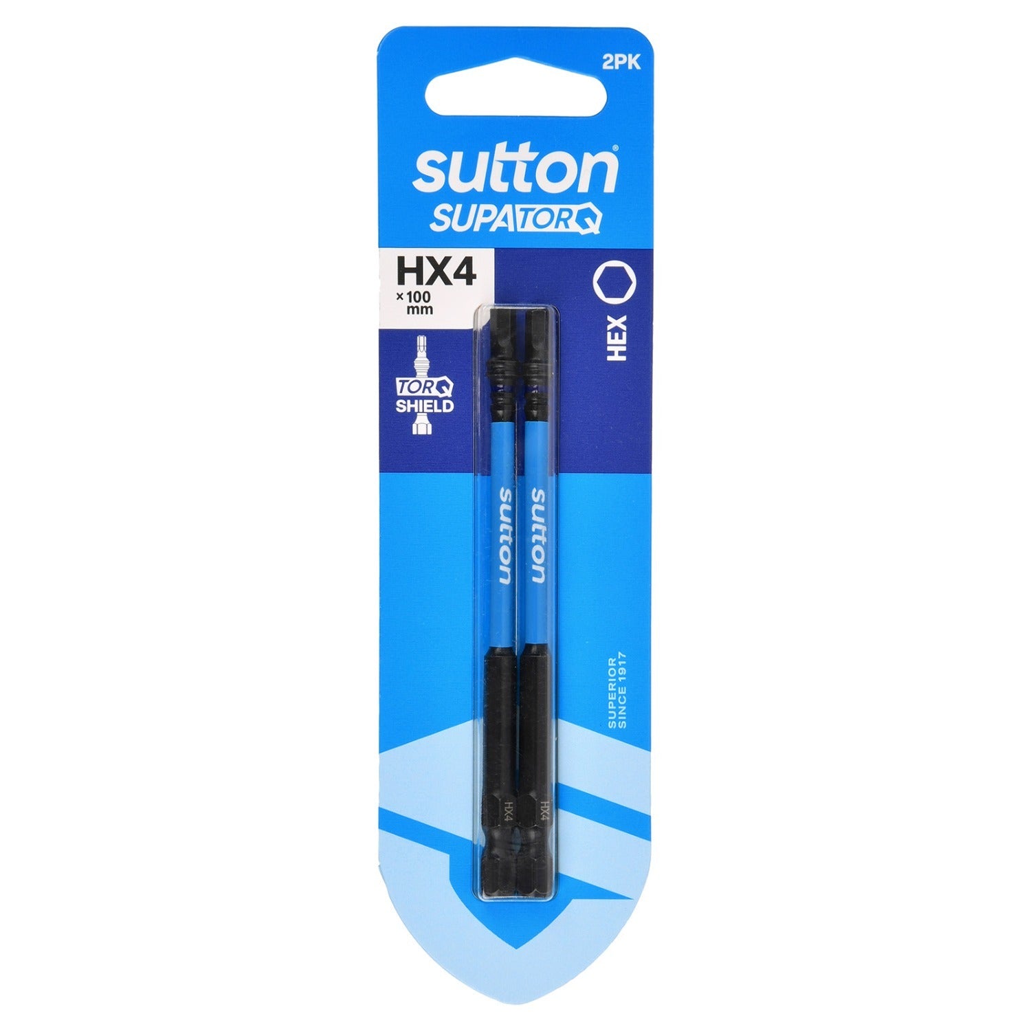 Sutton S206H02E04 HX4 x 100mm Hex Screwdriver Bit S206 Supatorq (2 Pack)