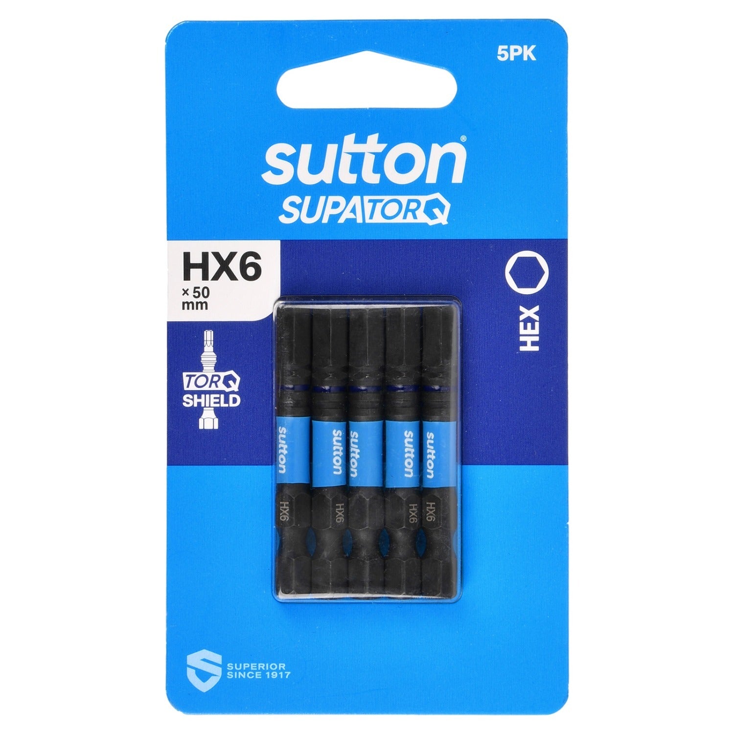 Sutton S206H05B06 HX6 x 50mm Hex Screwdriver Bit S206 Supatorq (5 Pack)