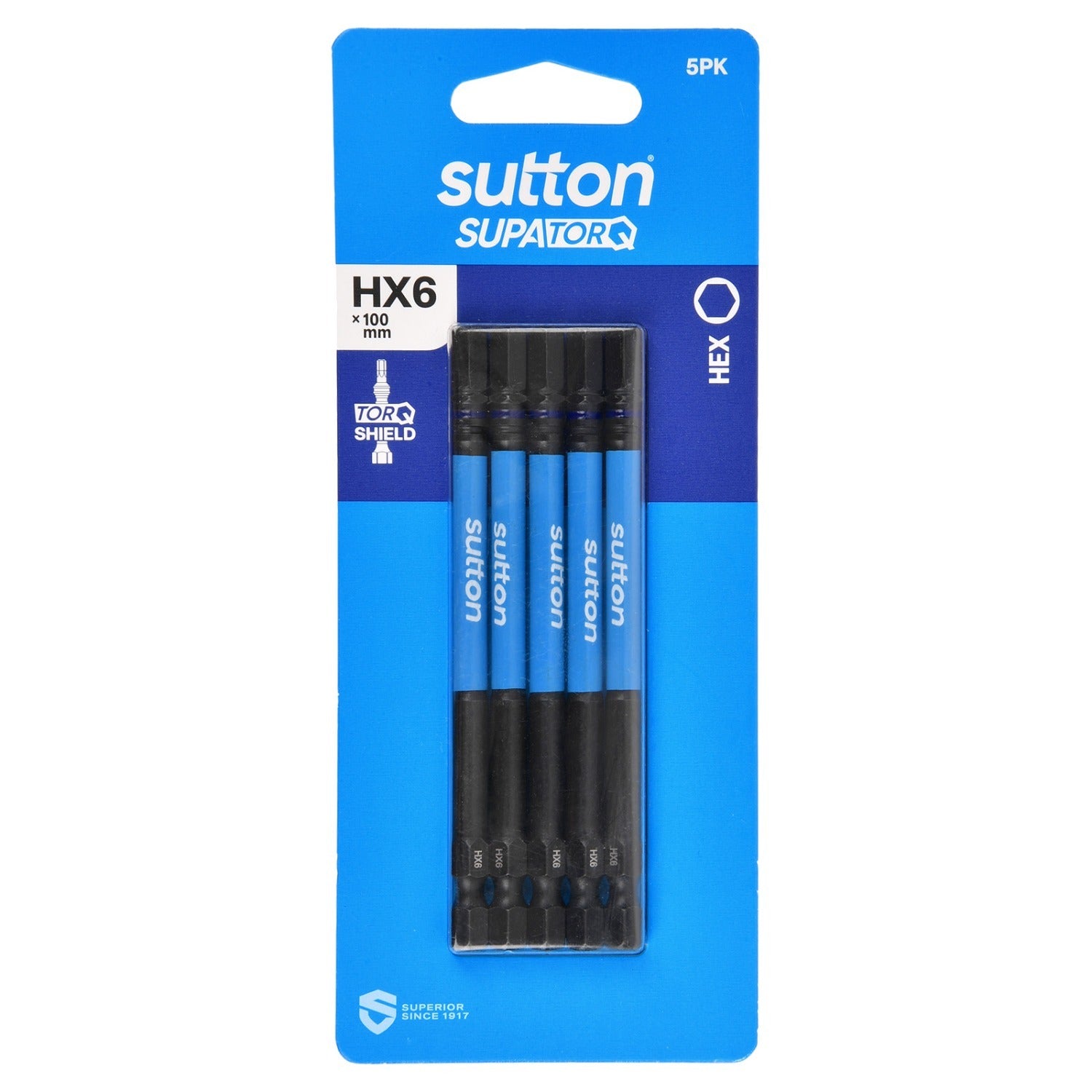 Sutton S206H05E06 HX6 x 100mm Hex Screwdriver Bit S206 Supatorq (5 Pack)
