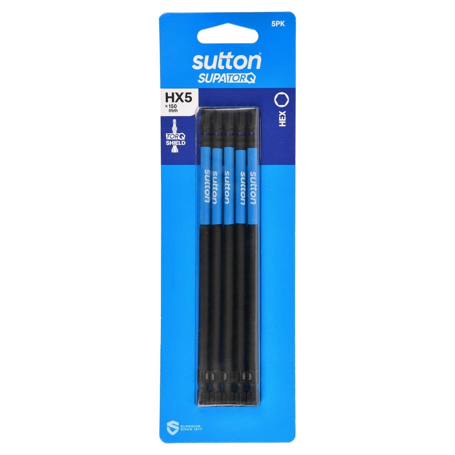 Sutton S206H05G05 HX5 x 150mm Hex Screwdriver Bit S206 Supatorq (5 Pack)