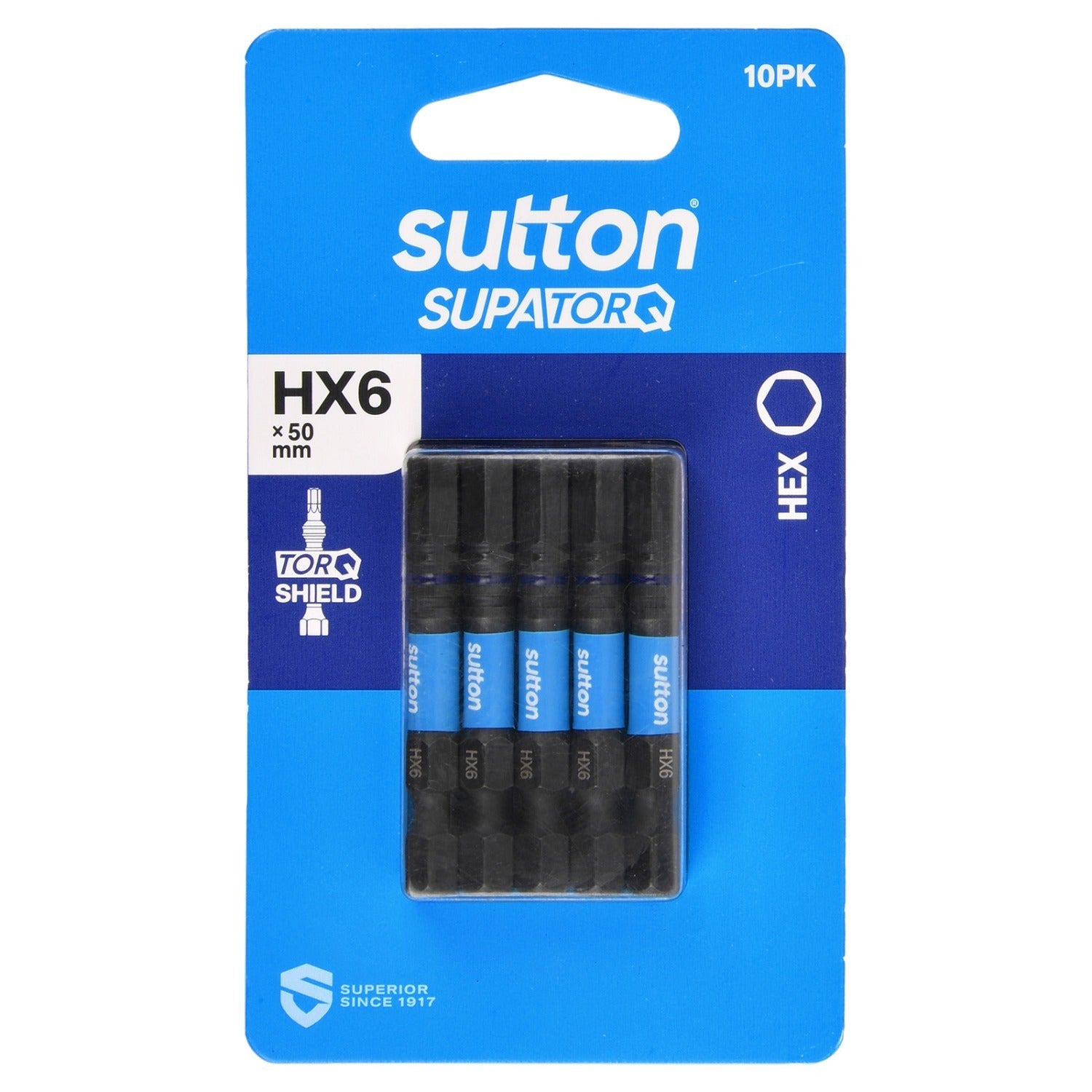 Sutton S206H10B06 HX6 x 50mm Hex Screwdriver Bit S206 Supatorq (10 Pack)