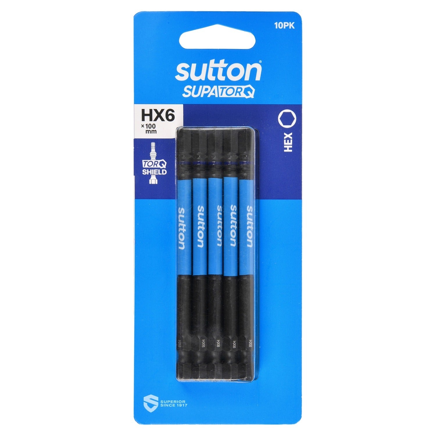 Sutton S206H10E06 HX6 x 100mm Hex Screwdriver Bit S206 Supatorq (10 Pack)