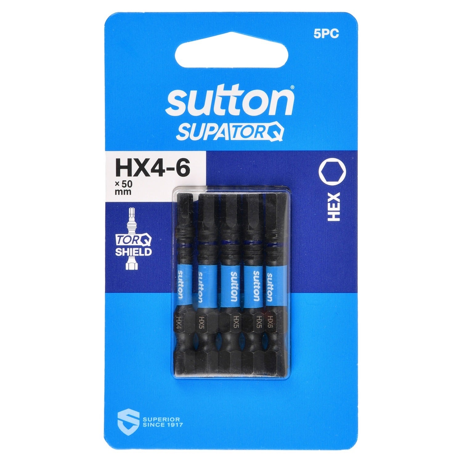 Sutton S206S05B06 HX4-6 x 50mm Hex Screwdriver Bit Set S206 Supatorq, 5 Pcs1