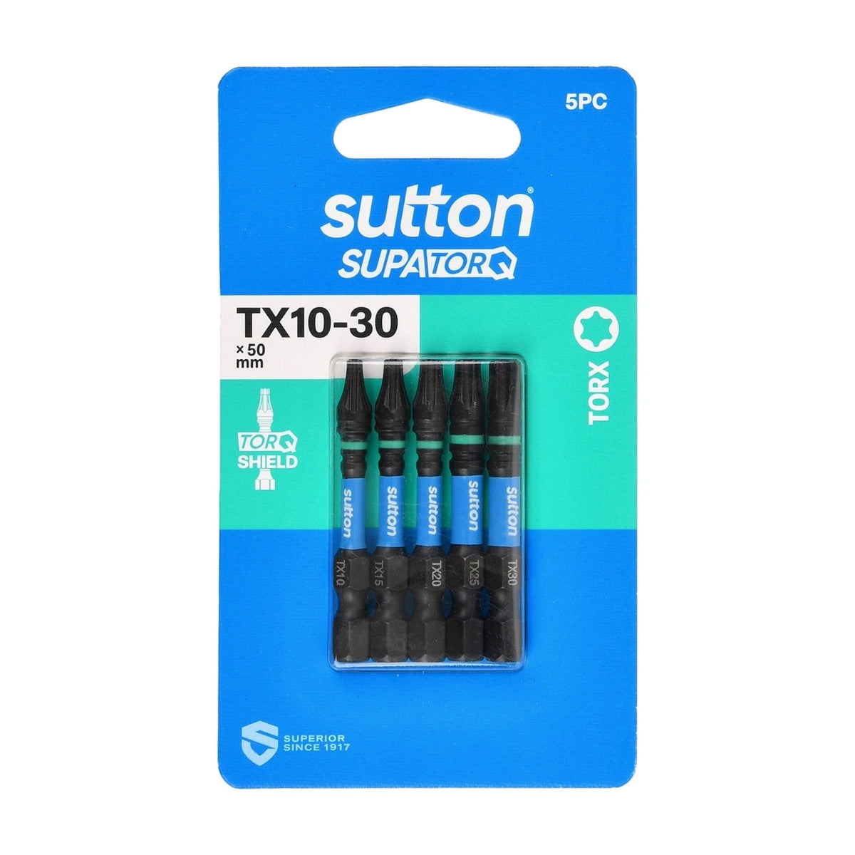 Sutton S212S05B30 TX10 - TX30 x 50mm Torx Screwdriver Bit Set S212 Supatorq, 5 Pcs