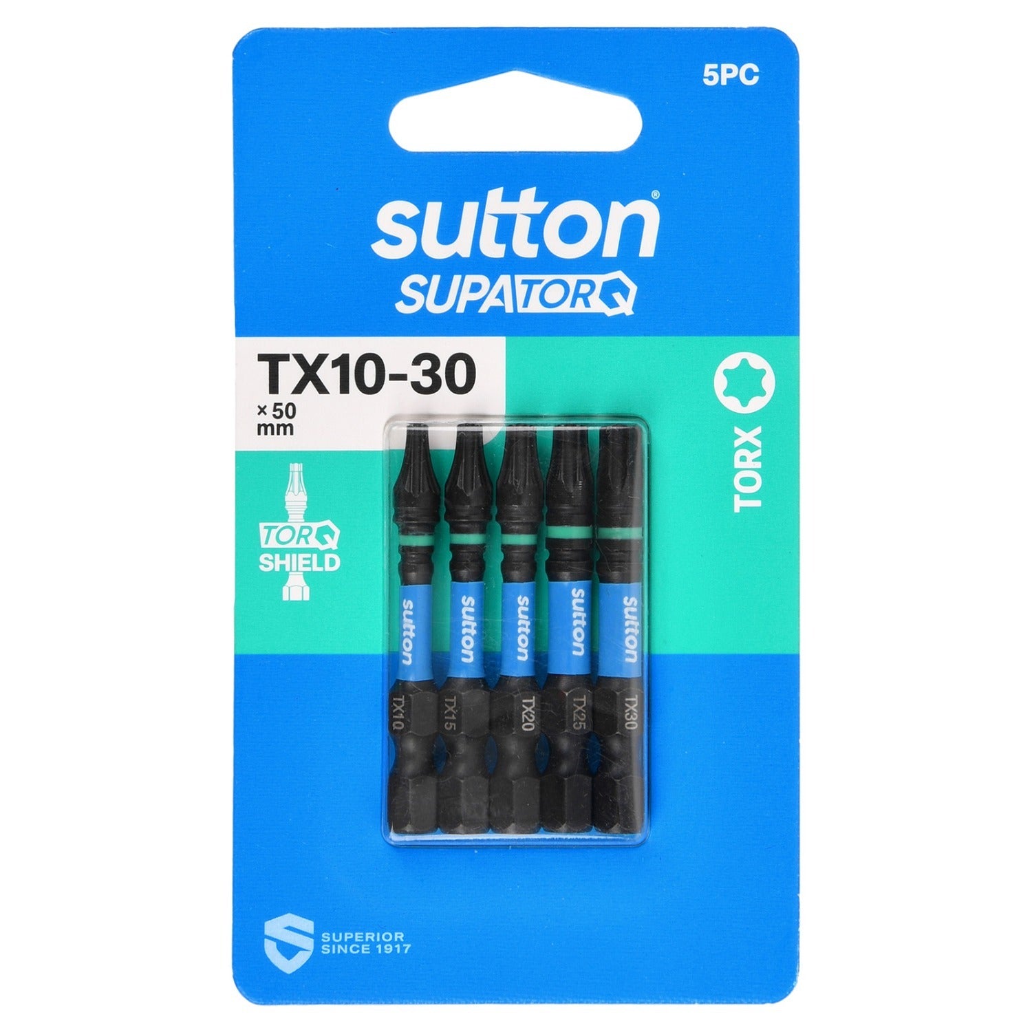 Sutton S212S05B30 TX10-TX30 x 50mm Torx Screwdriver Bit Set S212 Supatorq, 5 Pcs1