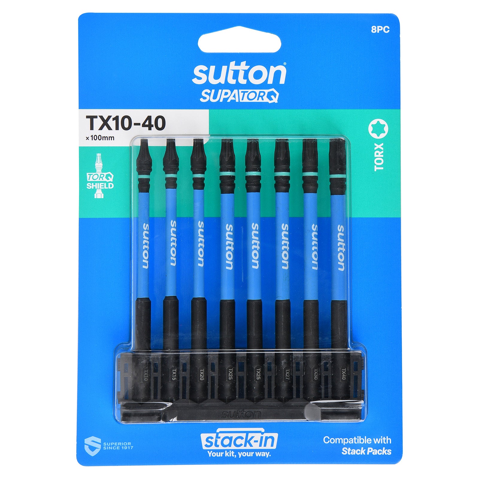 Sutton S212S08E 100mm Stack-In Torx Screwdriver Bit Set S212 Supatorq, 8 Pcs