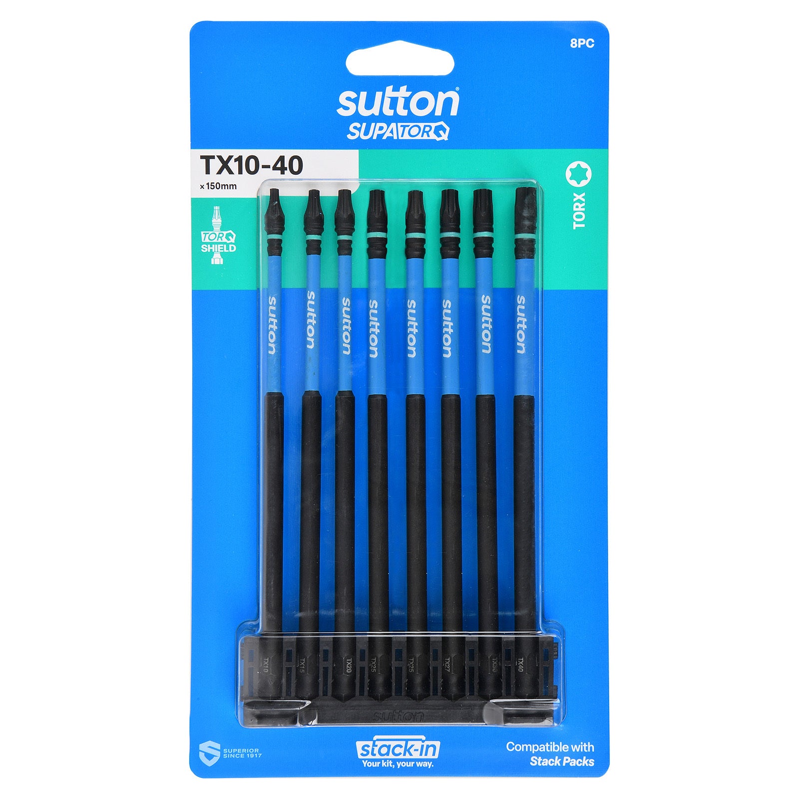 Sutton S212S08G 150mm Stack-In Torx Screwdriver Bit Set S212 Supatorq, 8 Pcs