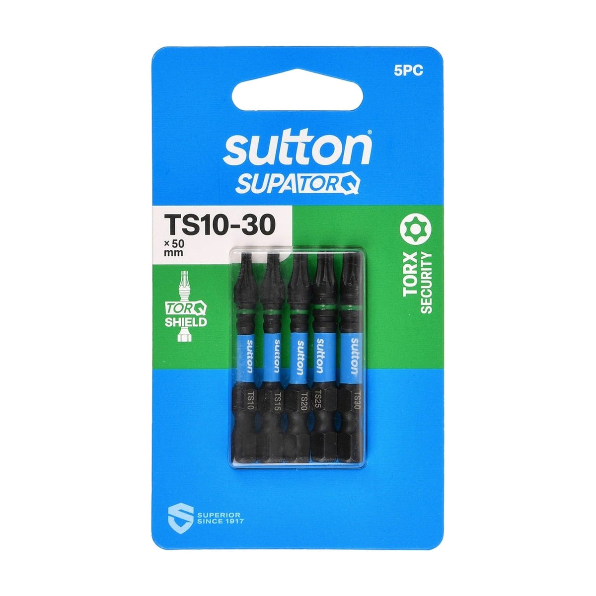 Sutton S214S05B30 TS10 - TS30 x 50mm Torx - S Screwdriver Bit Set S214 Supatorq, 5 Pcs