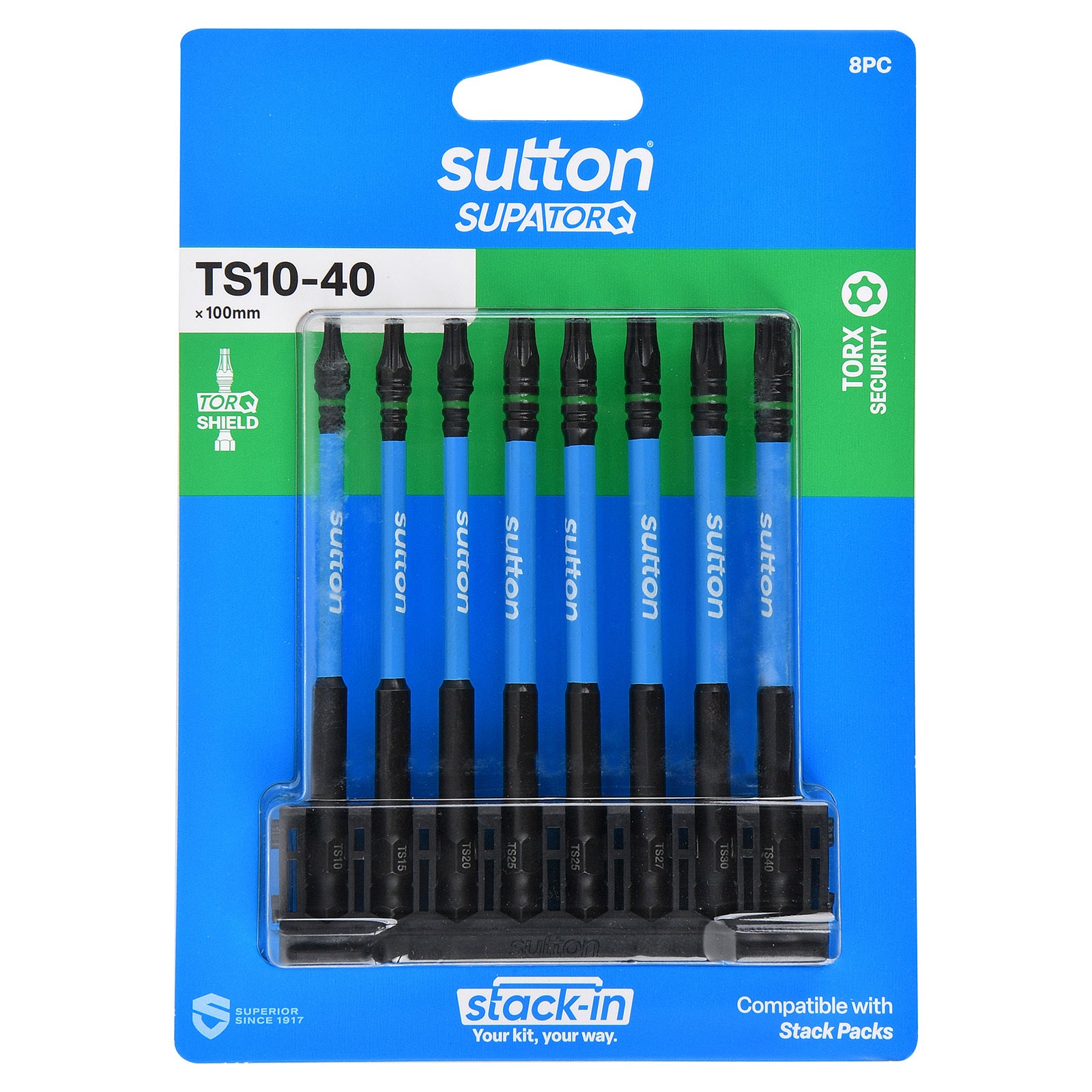 Sutton S214S08E 100mm Stack-In Torx Screwdriver Bit Set S214 Supatorq, 8 Pcs