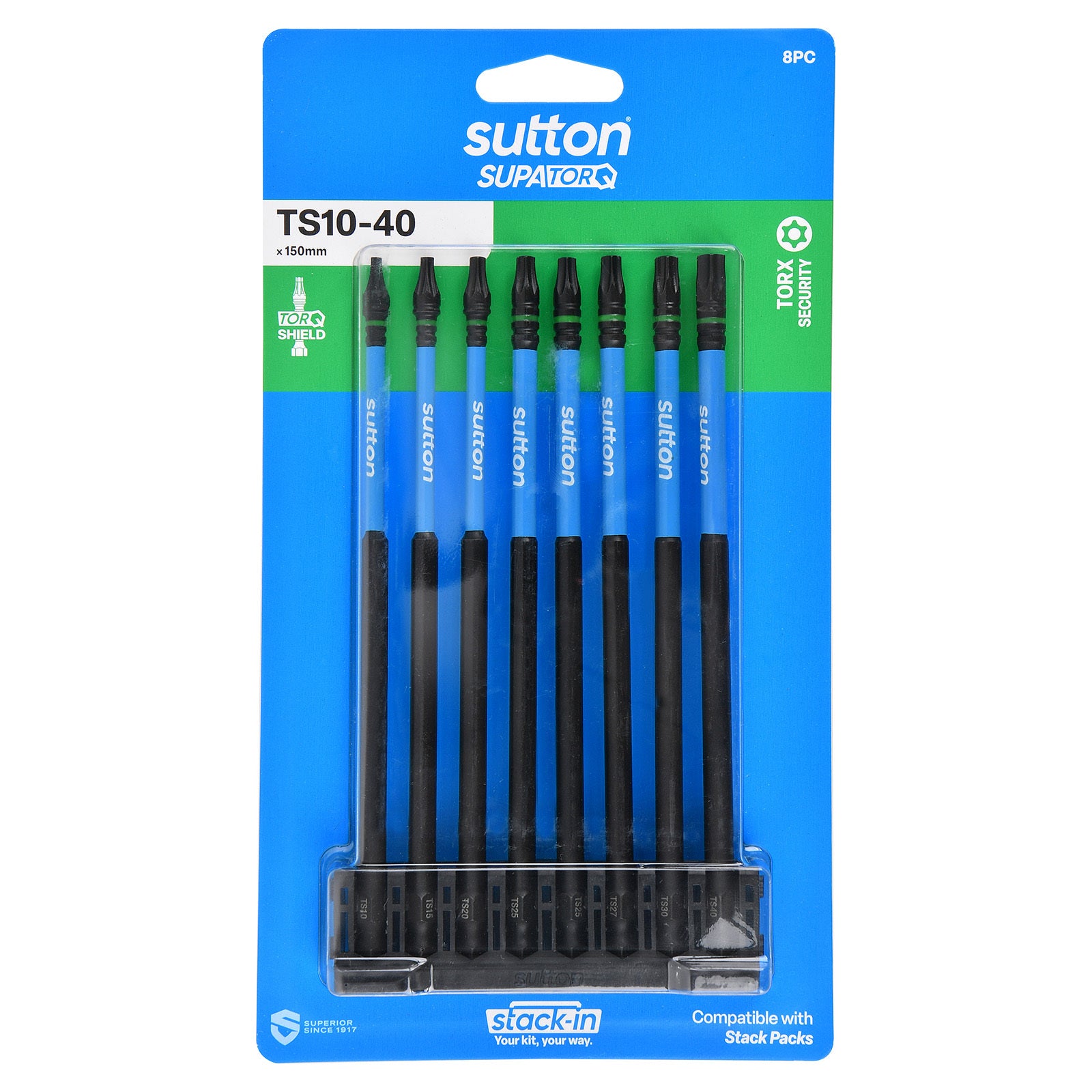 Sutton S214S08G 150mm Stack-In Torx Screwdriver Bit Set S214 Supatorq, 8 Pcs