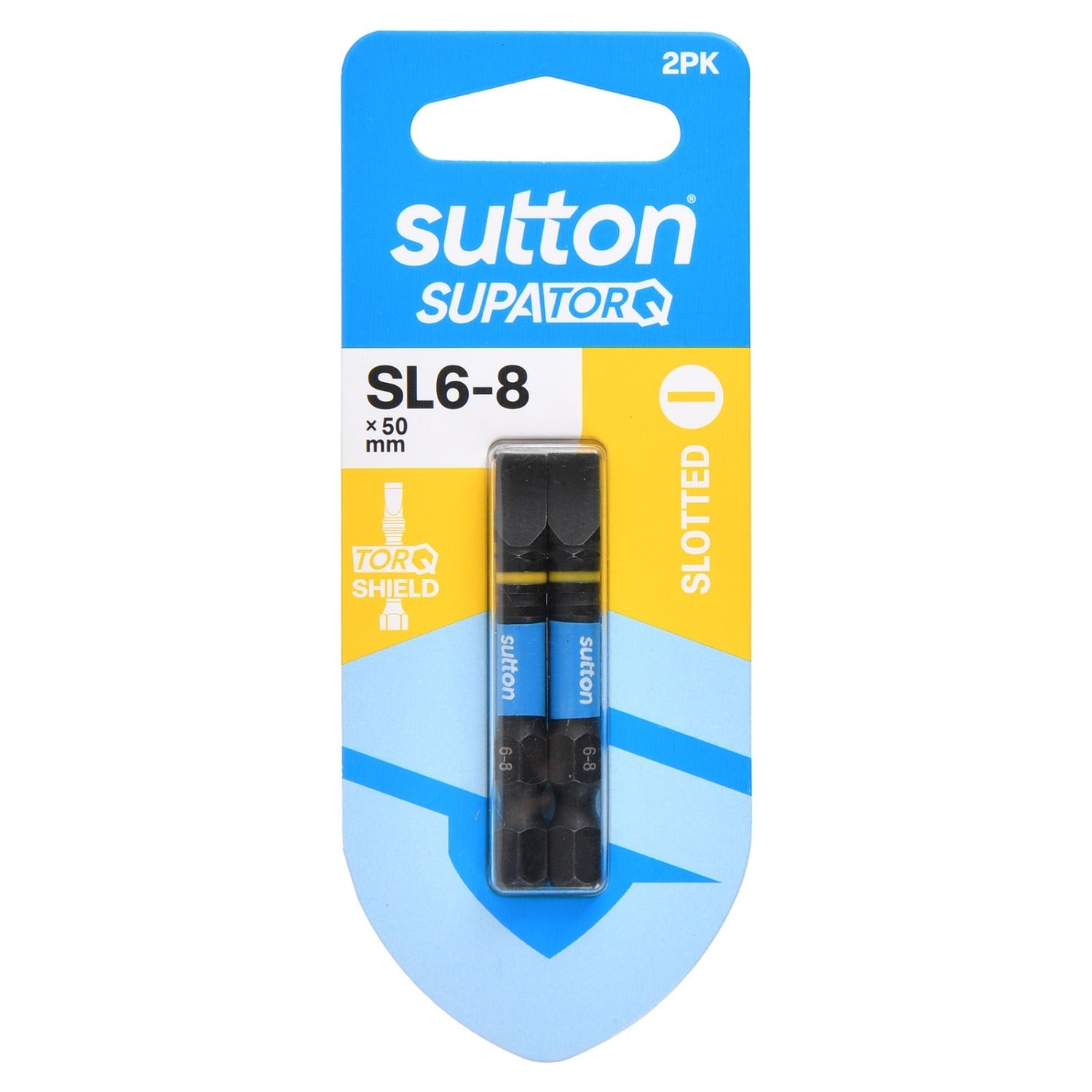 Sutton S218H02B08 SL6-8 x 50mm Slotted Screwdriver Bit S218 Supatorq (2 Pack)