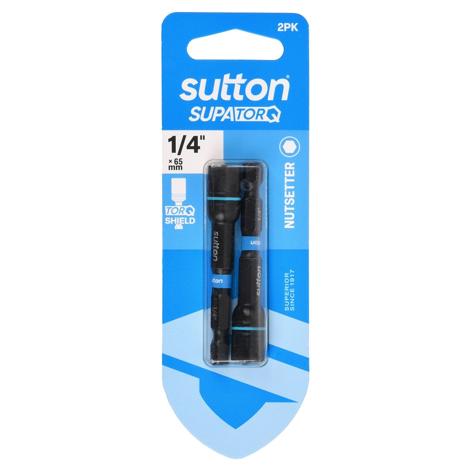 Sutton S230H02CA 1/4" x 65mm Magnetic Nutsetter Bit S230 Supatorq (2 Pack)