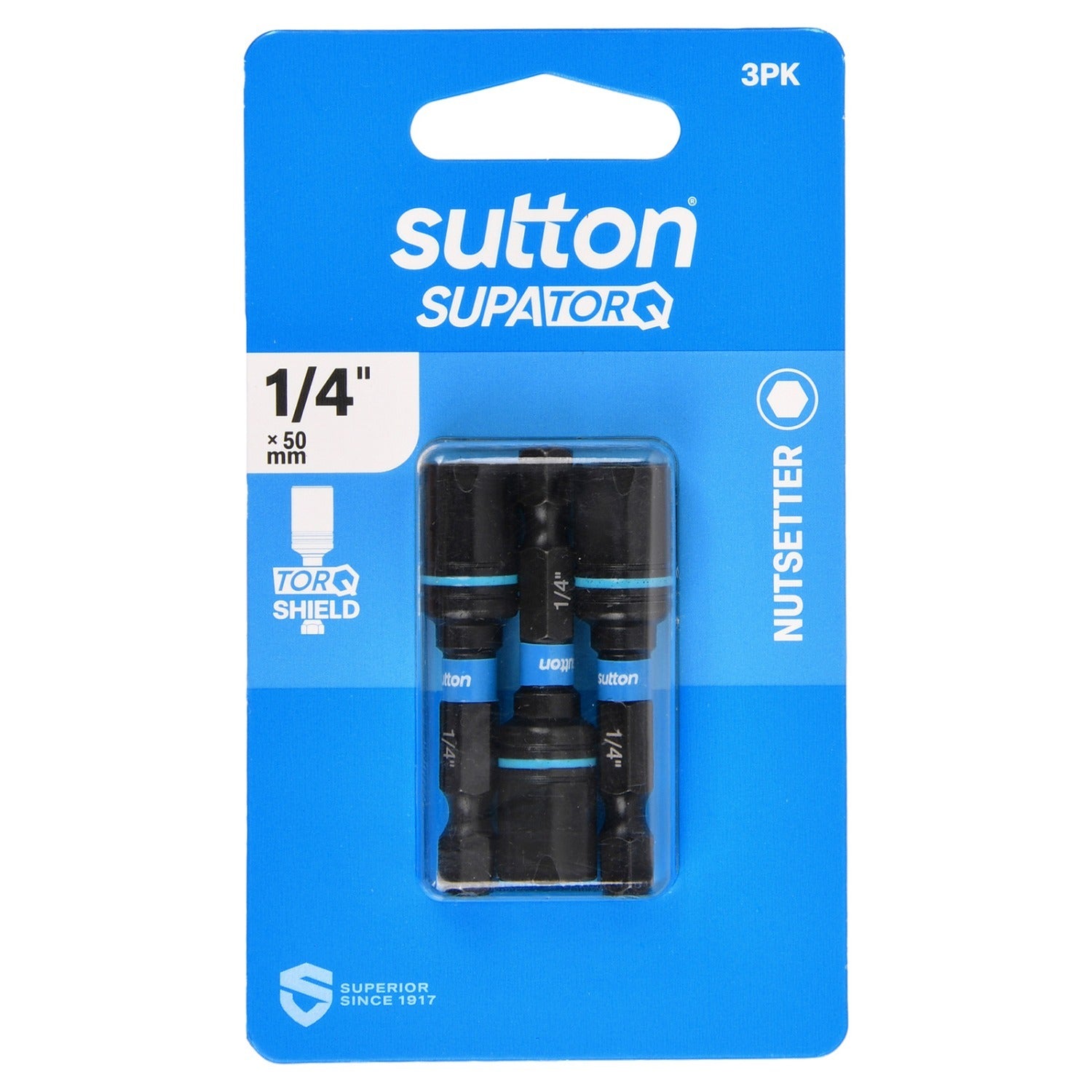 Sutton S230H03BA 1/4" x 50mm Magnetic Nutsetter Bit S230 Supatorq (3 Pack)