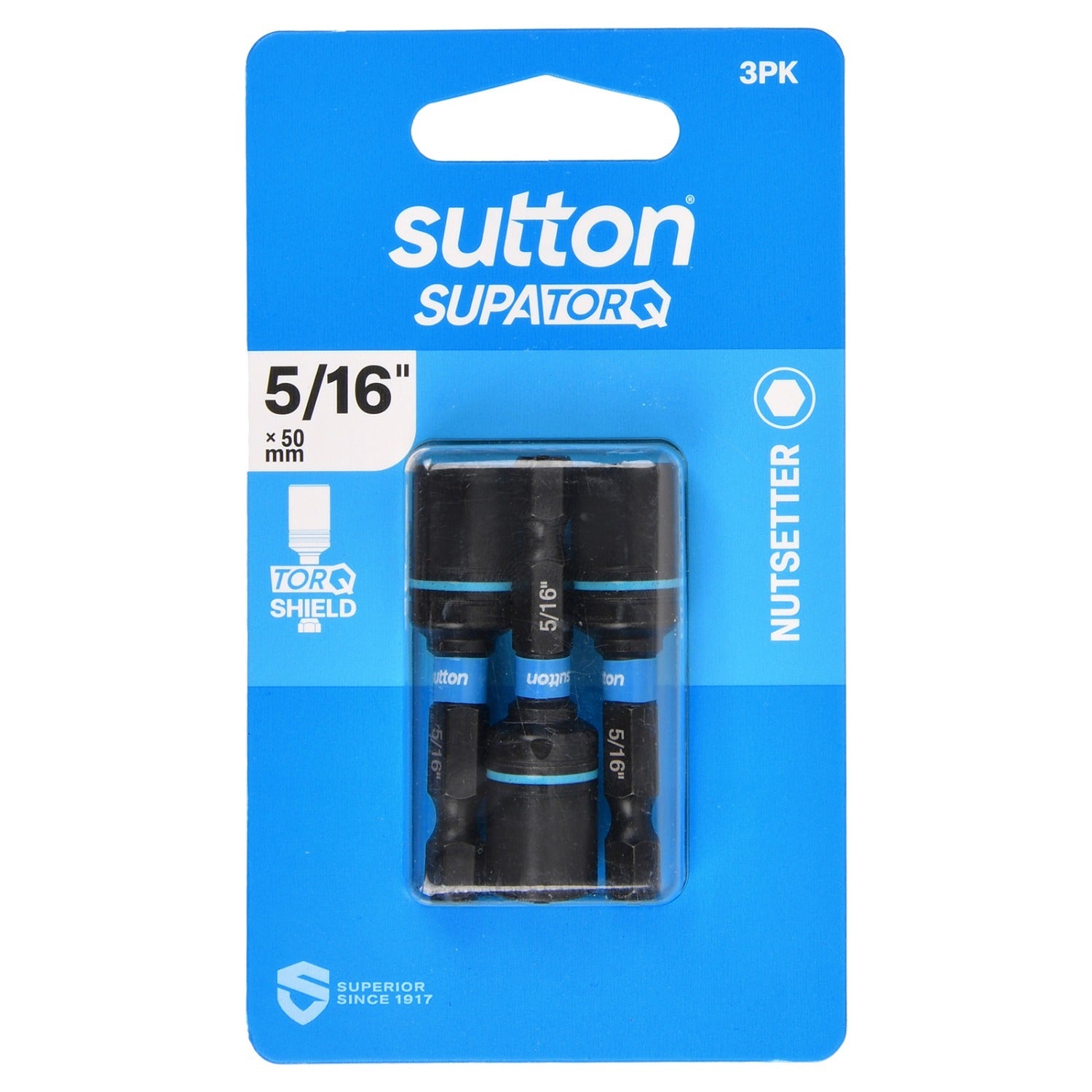 Sutton S230H03BB 5/16" x 50mm Magnetic Nutsetter Bit S230 Supatorq (3 Pack)