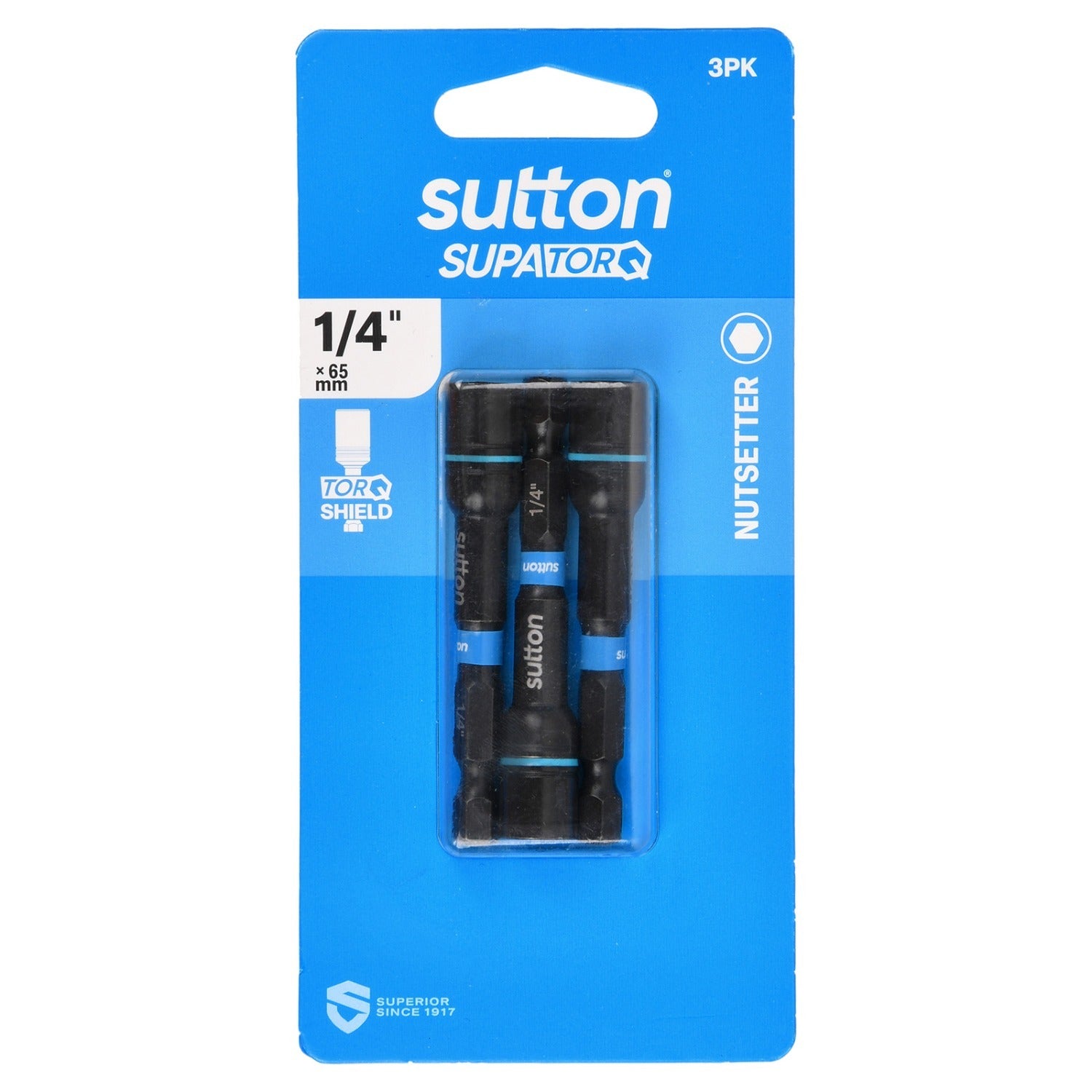 Sutton S230H03CA 1/4" x 65mm Magnetic Nutsetter Bit S230 Supatorq (3 Pack)