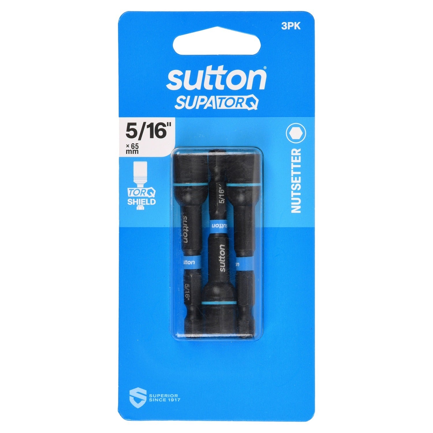 Sutton S230H03CB 5/16" x 65mm Magnetic Nutsetter Bit S230 Supatorq (3 Pack)