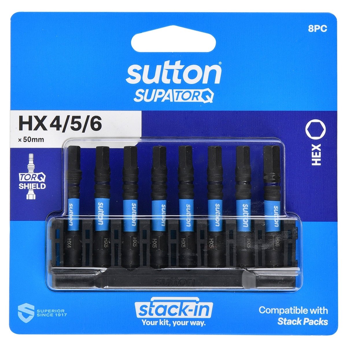 Sutton Stack - In Hex Screwdriver Bit Set S206 Supatorq - AIMS Industrial Supplies