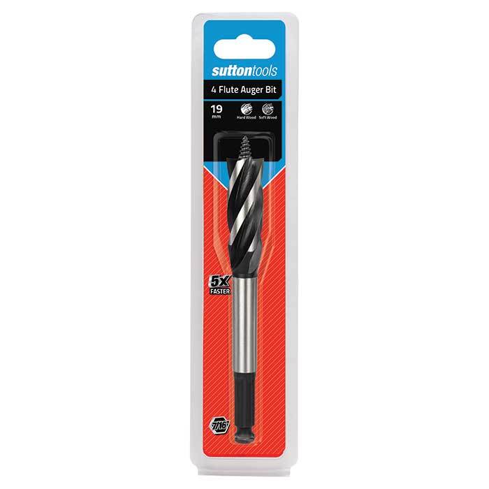 Sutton Tools D514 4 Flute Drill Auger Bit Hex Shank - Alloy Steel - AIMS Industrial Supplies