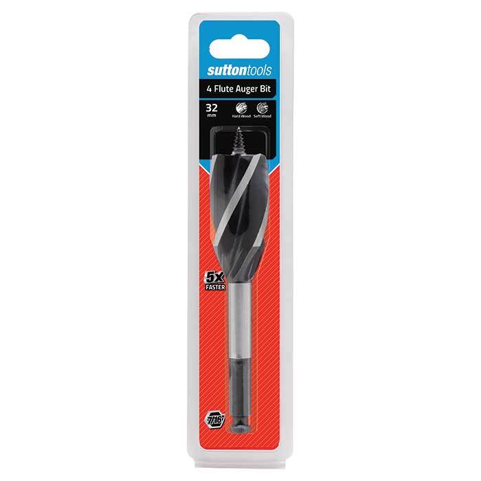 Sutton Tools D514 4 Flute Drill Auger Bit Hex Shank - Alloy Steel - AIMS Industrial Supplies