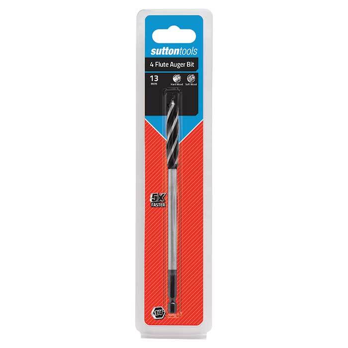 Sutton Tools D514 4 Flute Drill Auger Bit Hex Shank - Alloy Steel - AIMS Industrial Supplies