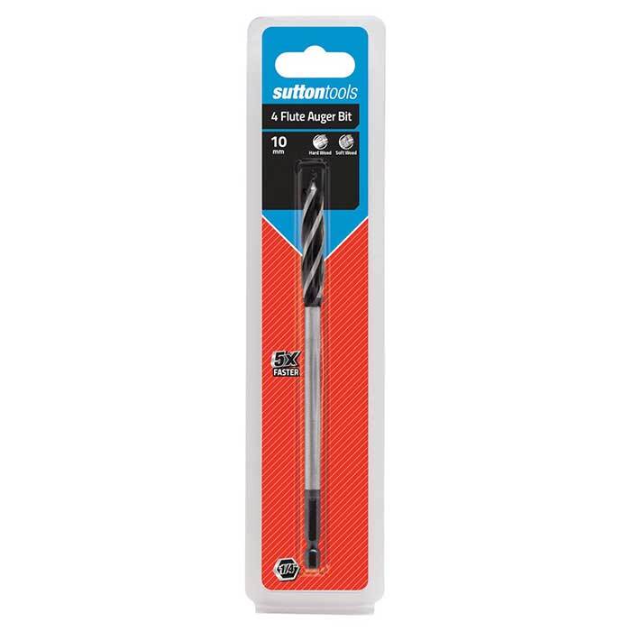Sutton Tools D514 4 Flute Drill Auger Bit Hex Shank - Alloy Steel - AIMS Industrial Supplies