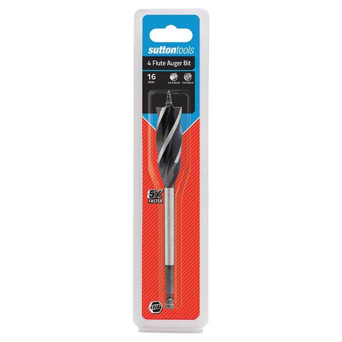 Sutton Tools D514 4 Flute Drill Auger Bit Hex Shank - Alloy Steel - AIMS Industrial Supplies