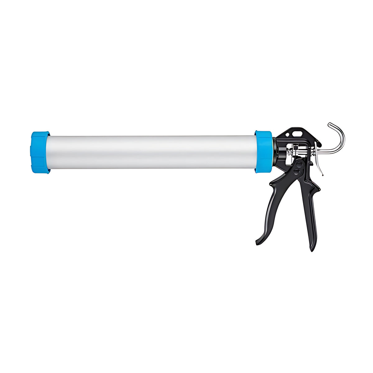Svenic Barrel sealant applicator gun with a silver aluminium barrel, blue end caps and black trigger grip