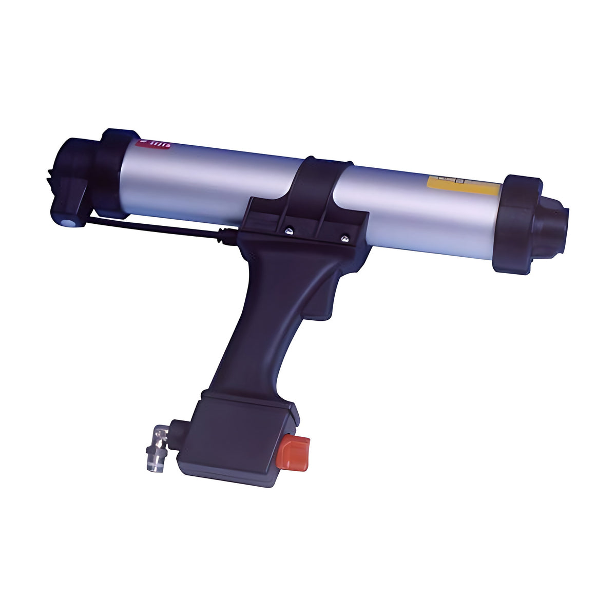 Svenic air operated sachet sealant applicator with a long silver aluminium barrel, black grip and air inlet fitting