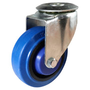 Swivel Bolt Hole Castor - Elastic Rubber Wheel, Blue I6 Series - AIMS Industrial Supplies