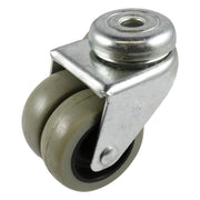 Swivel Bolt Hole Castor - Rubber Twin Wheel, Grey G2 Series - AIMS Industrial Supplies